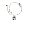 thumbnail image 2 of Delight Jewelry Silvertone Pebble Border Initial - T Silver-tone Paw Infinity Link Chain Bracelet, 6"+2" Extender, 2 of 3