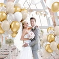 thumbnail image 1 of Kit de globos de látex metálico dorado, blanco y beige, 40 unidades, 25 cm, 1 of 2