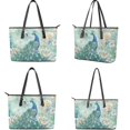 thumbnail image 3 of LedBack Peacock Butterfly Print Leather Purses for Women Peony Print Top Handle Shoulder Bag Wristlet Leather Wallet Zipper Handbag and Purse Set for Travel, 3 of 4