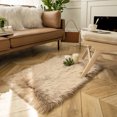 thumbnail image 2 of Soft Fluffy Faux Sheepskin Fur Area Rug Shag Plush Mat Home Decorative, Rectangle Beige, 2 x 3 feet, 2 of 7