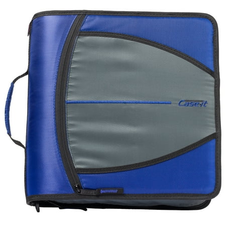 UPC: 0022293104128 | Case It Mighty Zip Tab  3  O-Ring Zipper Binder with Tabs  Blue  D-146  assembled product height 13