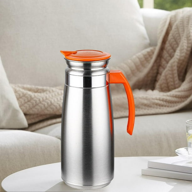 Hervidor de agua fría, jarra de agua, jarra de agua para bebidas, tapa sellada, jarra de agua fría de acero inoxidable, hervidor doméstico para cocina Naranja