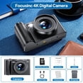 thumbnail image 7 of 4K Digital Camera for Photography, 56MP & 3'' 180?Flip Screen Autofocus Vlogging Point and Shoot Camera for YouTube,Photo Travel Compact Camera with 16X Zoom 32G for Beginner Content Creator, 7 of 7