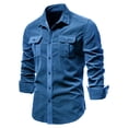thumbnail image 3 of Men's Autumn Corduroy Men's Shirt Slim Casual Shirt Men's New Long Sleeve Jacket - Red - XXXL, 3 of 6