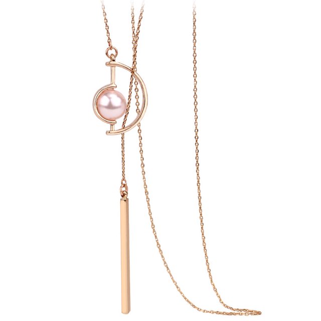 Qarigey Mujeres tipo largo suéter de perlas collar boda fiesta banquete chica diseño Simple aleación colgante cuello joyería regalo de Ropa, zapatos y accesorios Miscelánea Oro