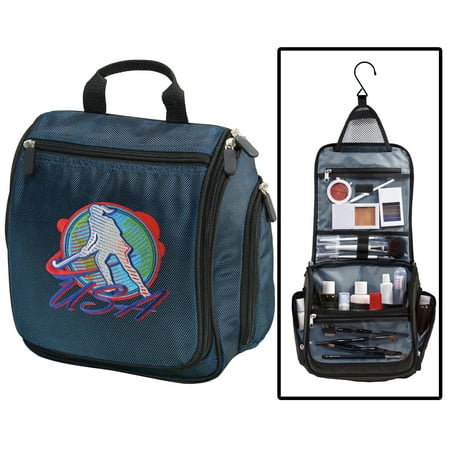 Field Hockey Travel Toiletry Bag Hangable & LOADED with Pockets