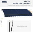 thumbnail image 4 of Patio Umbrellas Outsunny 10' x 8' Retractable Awning, Patio Awning Sunshade Shelter with Manual Crank Handle, 280gsm UV Resistant Fabric and Aluminum Frame for Deck, Balcony, Yard, Blue,Market Umbrel, 4 of 9