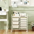 thumbnail image 3 of LINJH 9-Drawer Rolling Storage Cart, Mobile Utility Cart with Removable Drawers & Metal Frame, Art Craft Organizer Cart with Lockable Wheels-9-Drawer White, 3 of 9