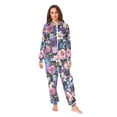 thumbnail image 2 of FORMRS Onesies Pajama for Adults Unisex Hoodie Winter Jumpsuit One Piece Sleepwear, Sizes S-2XL, Pink and Purple Flowers, 2 of 7