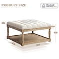 thumbnail image 4 of HUIMO Large Square Ottoman Coffee Table for Living Room, Upholstered Button Tufted Linen Footrest Storage Ottoman with Solid Wood Shelf, Footrest Stool (Beige), 4 of 9