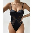 thumbnail image 2 of Lace Bodysuit Lingerie for Women Fashion Breathable One Piece Lace Bodysuit with Adjustable Straps for Dates XS Black, 2 of 8