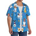 thumbnail image 2 of Balery Cute Dogs Men's Casual Button Down Shirt Short Sleeve Textured Summer Cuban Beach Shirts-Medium, 2 of 7