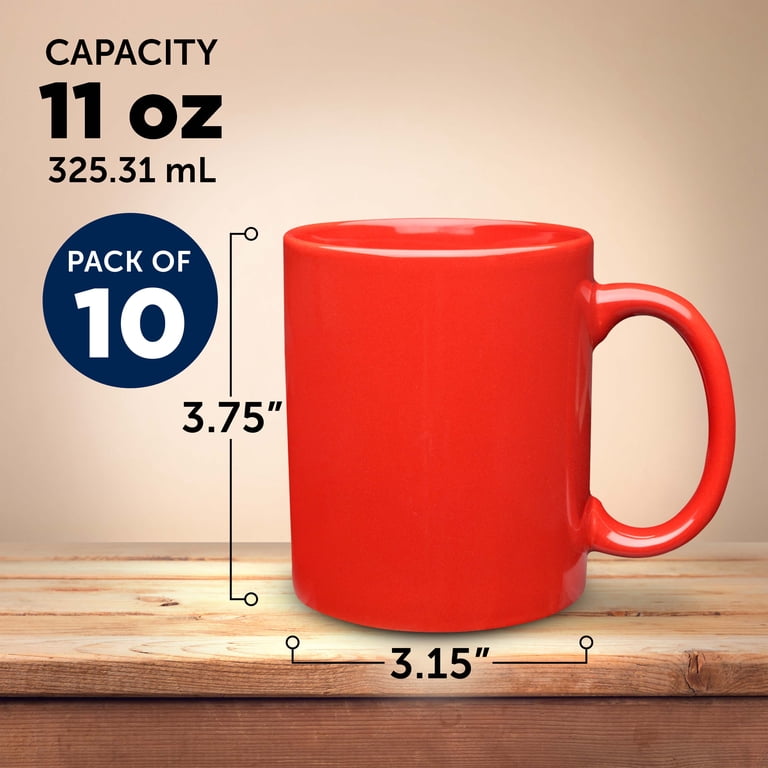 Ceramic Coffee Mugs 11 oz. Set of 10, Bulk Pack - Coffee cup set, Iced coffee  cup, Gaming mug - Red - Walmart.com