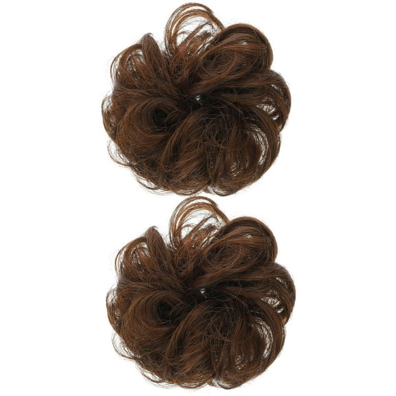 COMPUKAS 2Pcs Chignon Hair Piece High Temperature Silk Bun Hairstyle for Women Stage Performances