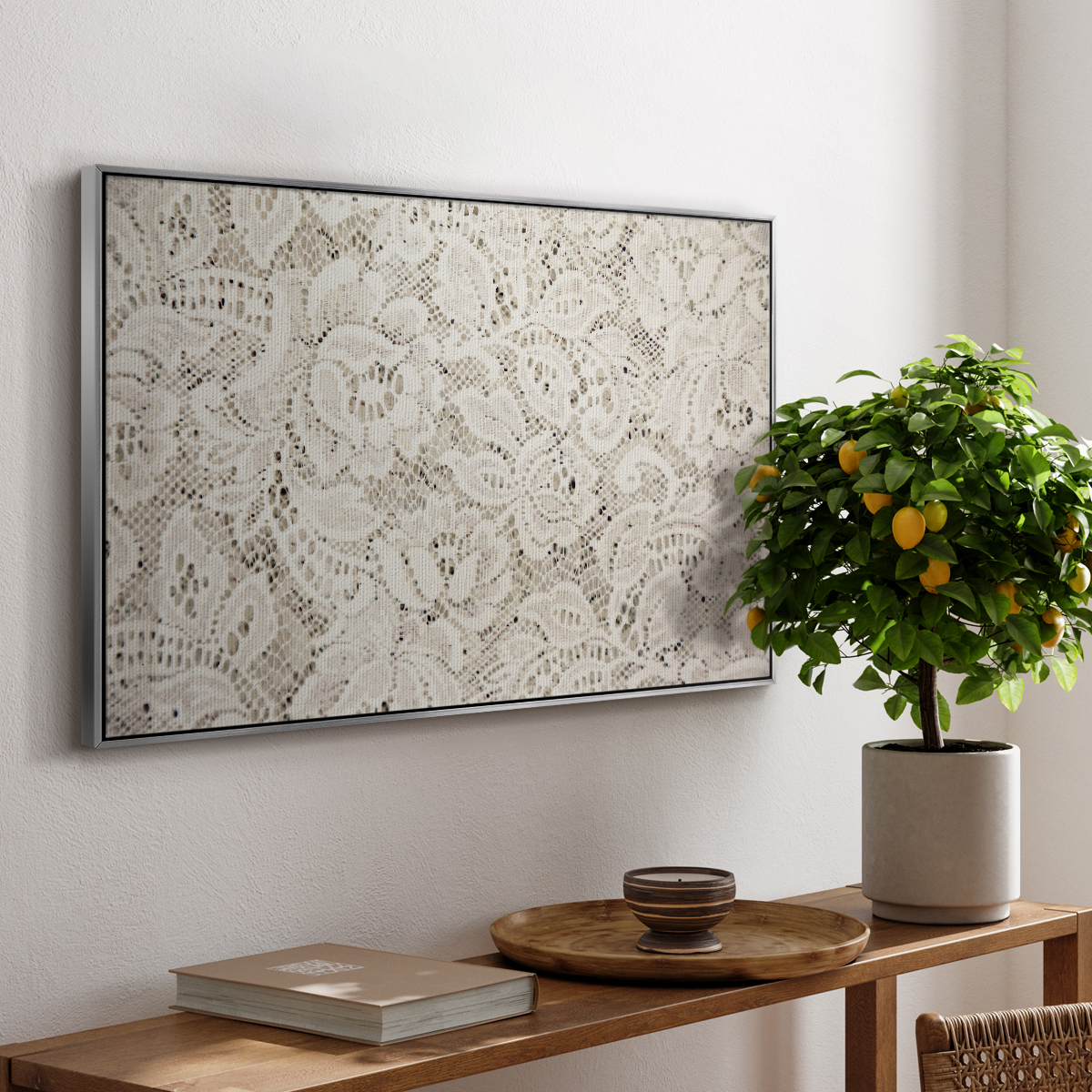 Vintage Abstract Print-XX Framed in Silver Wood Gallery Wrapped Canvas 17 in. x 25 in.