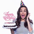 thumbnail image 4 of Cake Topper Crseniny Rosa con Brillo Feliz Cumpleaños, 4 of 4