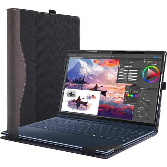 Laptop Case Cover for 14 inch Lenovo Yoga 9 2-in-1 14ILL10 / 14IMH9 & Yoga 9i 2-in-1 Gen 9 & Yoga Slim 9i Gen 10,PU Leather Notebook PC Protective Sleeve with Pen Holder