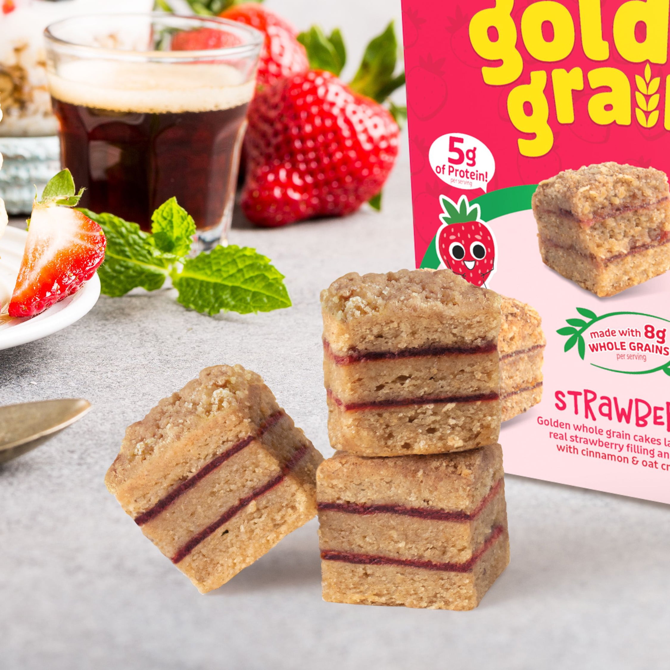 (3 pack) Cookies United Golden Grains Strawberry, 8 Mini Cakes, 10.4oz