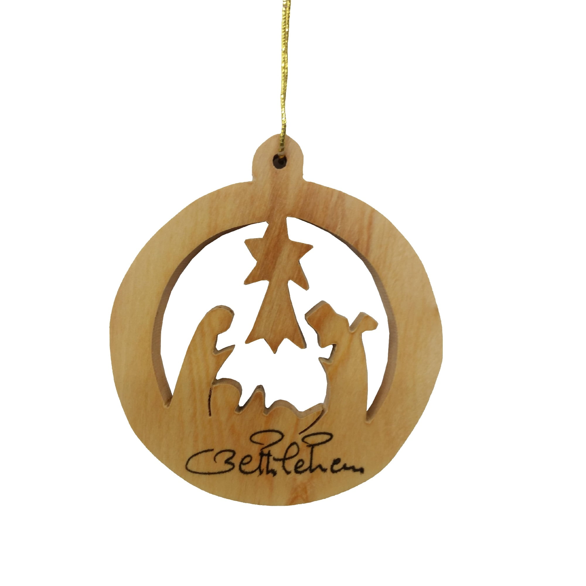 2.5" Brown Holiday Collections Wooden Round Nativity Hanging Ornament