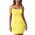 thumbnail image 1 of Womens Dresses Backless Mini Deep V Neck Sleeveless Short Bodycon Spaghetti Straps Spring Dress Yellow L, 1 of 4