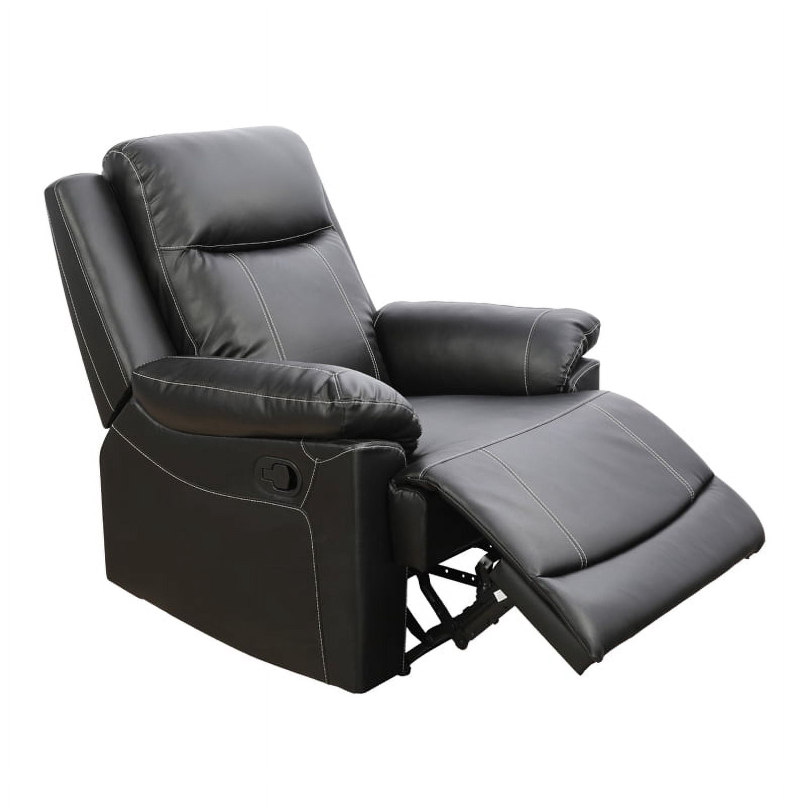TrumanPick Manual PU Leather Recliner Chair,Overstuffed Recliner Sofa Armchair Home Theater for Living Room, Black