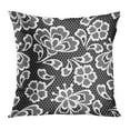 thumbnail image 1 of BOSDECO Pattern Old Lace Ornamental Flowers White Black Branch Mesh Handwork Pillow Case Pillow Cover 18x18 inch, 1 of 1