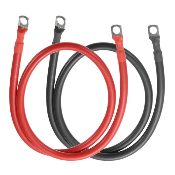 Uxcell 2 PCS 2 AWG Gauge Battery Cable Wire 2FT Length 5/16" Diameter Positive and Negative Copper Alternator Connector Extender with SC Terminals for Car RV Golf Cart Marine, Red Black