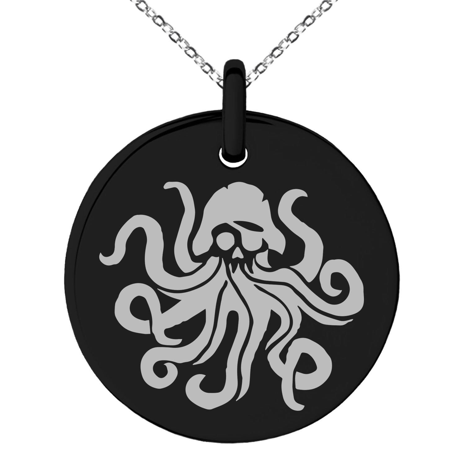 Tioneer Stainless Steel Kraken Octopus Pirate Skull Engraved Small