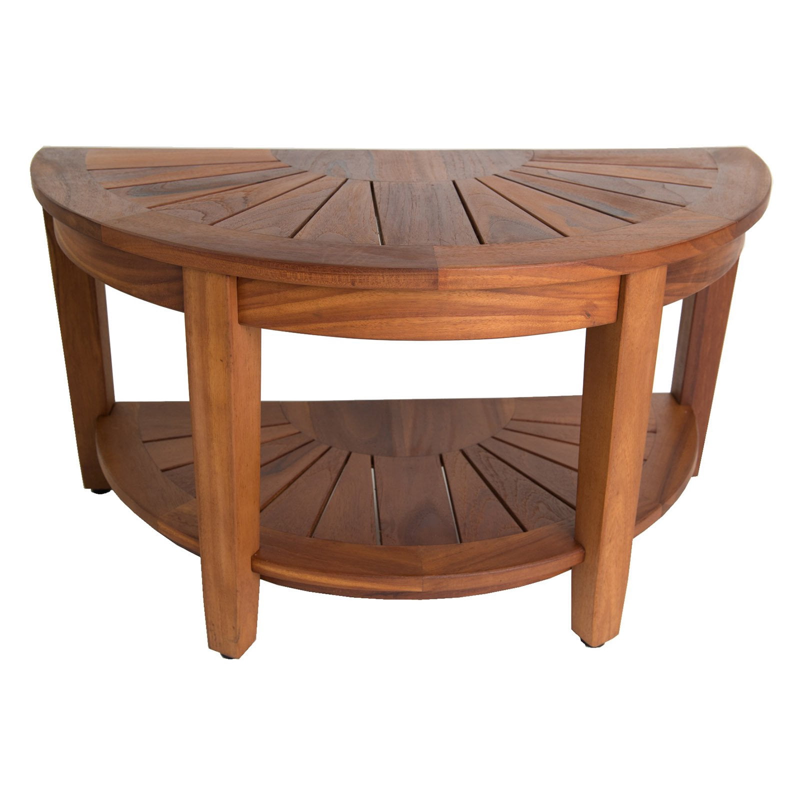 Aqua Teak Half Moon Stool With Shelf