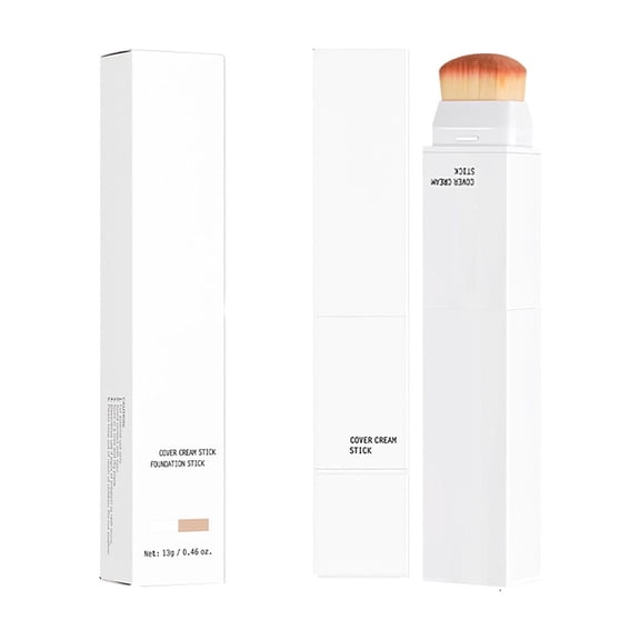 New Color-Changing Foundation Stick, Lightweight & Long-Lasting Full Coverage Foundation Stick with Skincare Formula, Dual-Ended with Ultra-Fine Bristle Brush, Create a Natural, Flawless Makeup Look