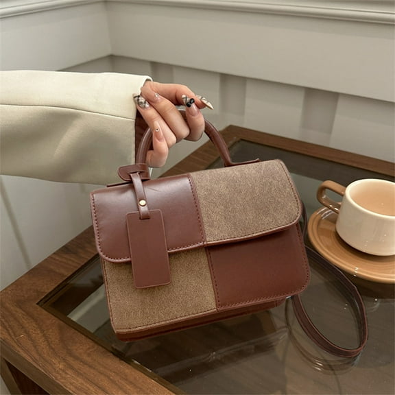 Jpxdew Small Crossbody Bag,7.87x5.51x2.76in Leather Square Purse,Adjustable Strap,Commuter Minimalist Shoulder Bag