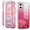 Rose, variant on Case for iPhone 16, Luxury Gradient Marble Color Case with Built-in Screen Protector Front Cover Wireless Charging Protective Girls Women Phone Case for iPhone 16, Pink