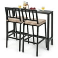 thumbnail image 1 of Costway 3PCS Outdoor Metal Bar Table & Chairs Set Patio Dining Table Set with Cushion, 1 of 7