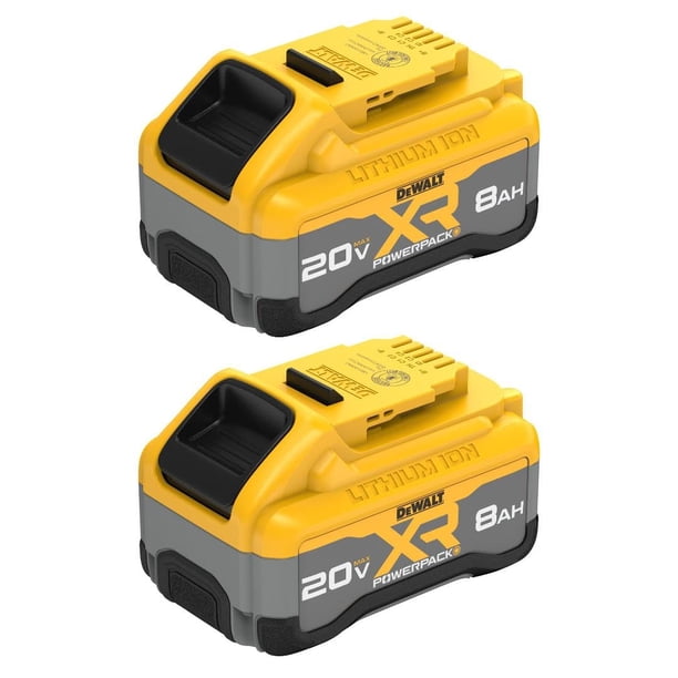 Batería DEWALT 20V MAX XR 8Ah POWERPACK de iones de litio, paquete de 2