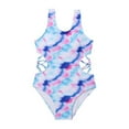 thumbnail image 2 of FASHOFT Toddler Girl Swimsuit Floral Print One Piece Bathing Suit for Beach Poor Girls' Swimwear Blue 9-10 Years, 2 of 5