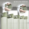 thumbnail image 3 of Hookless Waffle Weave Fabric Shower Curtain with Snap-in Liner, DawnJoanHD Green Polyester Shower Curtains with See-Through Top Window, 72" x 75", 3 of 10
