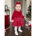 thumbnail image 4 of RUINIXCW Baby Girl Christmas Dress Star Print Long Sleeves Dress with Bow Headband, 4 of 8