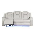 thumbnail image 4 of Benz LED & Power Reclining Sofa Made With Faux Leather in Ice/ White, 4 of 12