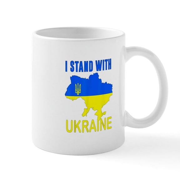 CafePress - Ukrainian Lover I Stand With Ukraine T Shirt Mugs - 11 oz Ceramic Mug - Novelty Coffee Tea Cup