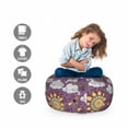 thumbnail image 2 of Abstract Storage Toy Bag Chair, Pointy Petal Sun Rays Clouds Curvy Clouds Ornaments Pattern, Stuffed Animal Organizer Washable Bag, Small Size, Pale Eggplant and Multicolor, by Ambesonne, 2 of 3