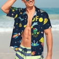 thumbnail image 5 of Lsque Funny Spaceships pattern Hawaiian Shirt for Men, Unisex Summer Beach Casual Short Sleeve Button Down Shirts-Small, 5 of 9