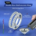 thumbnail image 4 of K-KED Double Row Half Eternity Ring Women Sterling Silver 2mm Moissanite Wedding Band, 4 of 9