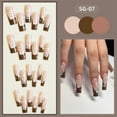 thumbnail image 2 of Fofosbeauty 24pcs Press on False Nails, Coffin Fake Acrylic Nails, French Butterfly Brown White, 2 of 9