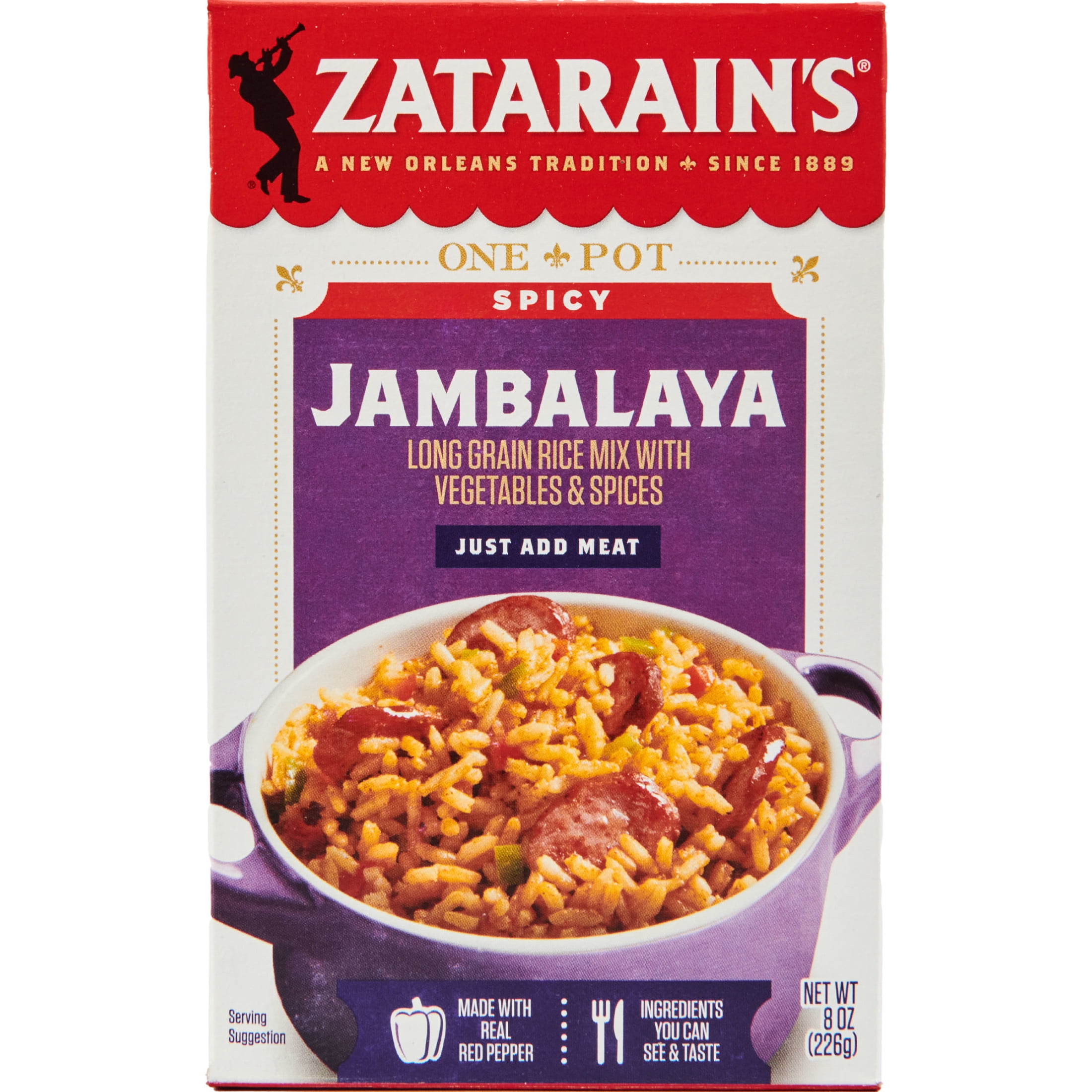 (4 pack) Zatarain's No Artificial Flavors Gluten Free Spicy Jambalaya Mix, 8.0 oz Box