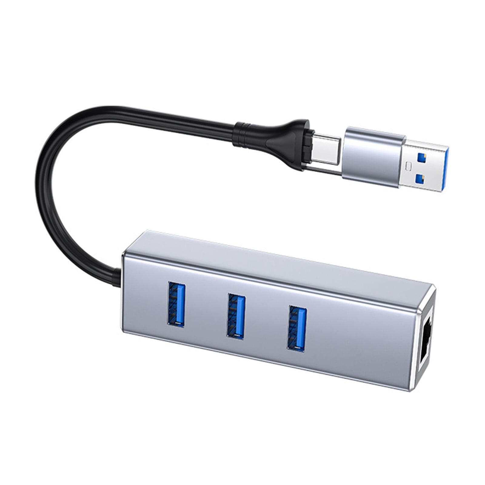 Multifunctional USB C USB A To RJ45 Adapter With 3 USB3.0 Port 1000Mbps Speed For Smartphone Tablets