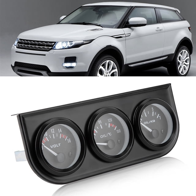 Kit de Medidor Triple 3 en 1, Voltímetro, Temperatura del Agua, Medidor de Presión de Aceite, Tacómetro, Juego de Medidor para Salpicadero de Coche para USO Profesional