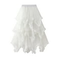thumbnail image 2 of Women Layered Tulle Long Skirt, Fashion High Waist Solid Color Frill Trim Ruffle Midi Skirt, 2 of 7