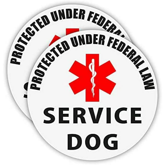 Service Dog Decal | Protected under Federal Law Reflective Decal | Service Animal On Board Decal Sticker 2" x 2" Each Decal (2)