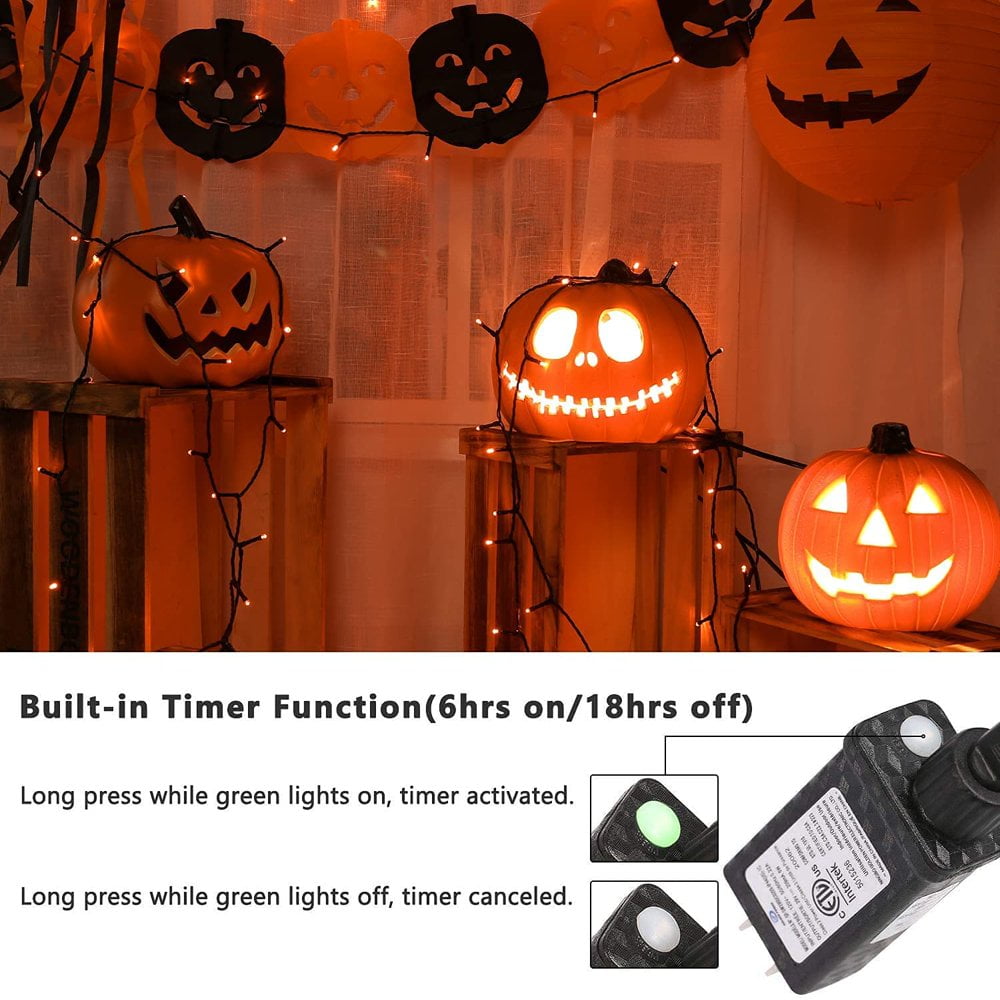 Toodour Guirlande Lumineuse D'Halloween En Saule Orange Et Violet