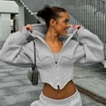 thumbnail image 2 of Cropped Corset Zipper Hoodie (M, White), 2 of 9